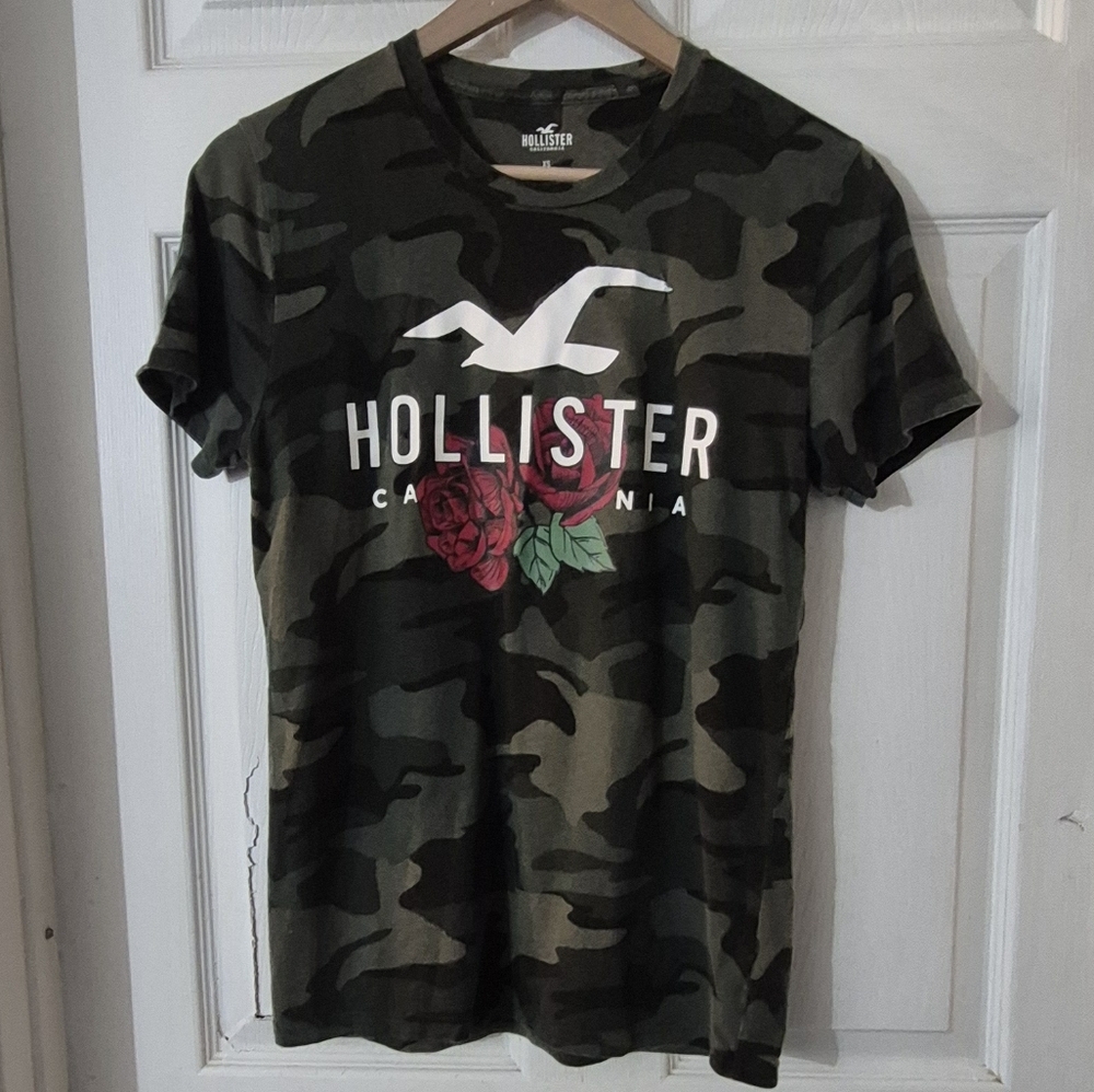 Men's Hollister Camo T-Shirt with Logo Sz XS